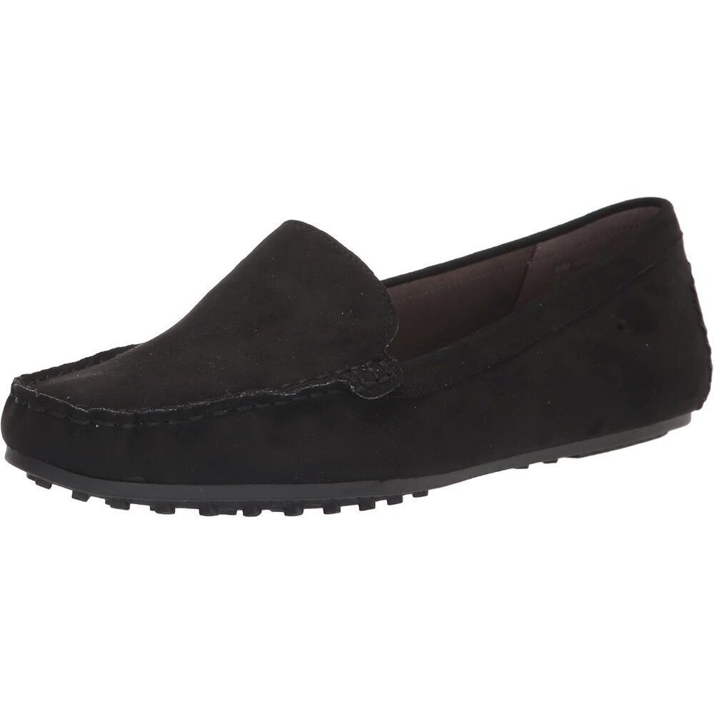 Aerosoles Women Black Faux SuedeClosed Rounded Toe Over Drive Flats Loafer Shoes